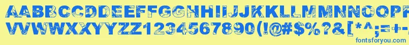 フォントAdieresis, Odieresis  Aring 2 – 青い文字が黄色の背景にあります。