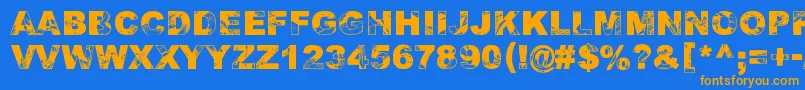 フォントAdieresis, Odieresis  Aring 2 – オレンジ色の文字が青い背景にあります。