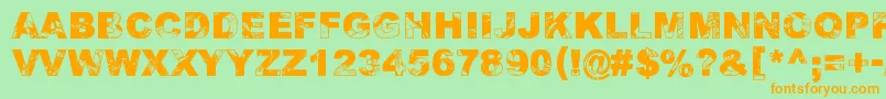 Adieresis, Odieresis  Aring 2-Schriftart – Orangefarbene Schriften auf grünem Hintergrund