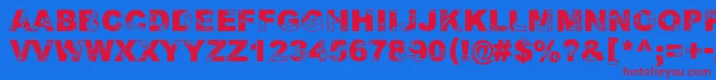 Adieresis, Odieresis  Aring 2 Font – Red Fonts on Blue Background