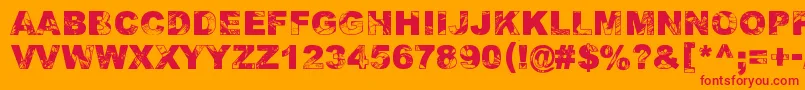 Adieresis, Odieresis  Aring 2 Font – Red Fonts on Orange Background