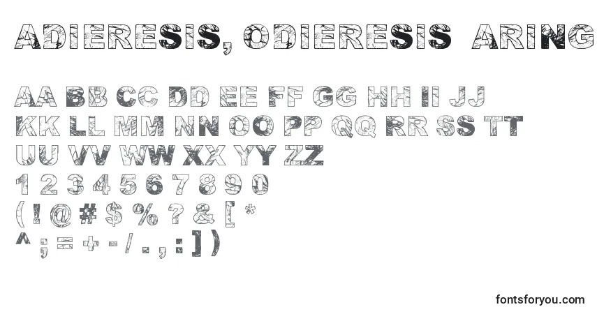 Schriftart Adieresis, Odieresis  Aring – Alphabet, Zahlen, spezielle Symbole