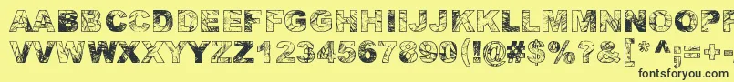 Adieresis, Odieresis  Aring Font – Black Fonts on Yellow Background