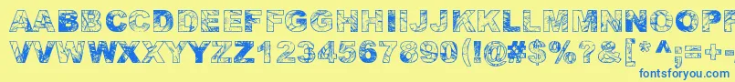 Adieresis, Odieresis  Aring Font – Blue Fonts on Yellow Background