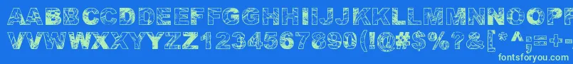 Adieresis, Odieresis  Aring Font – Green Fonts on Blue Background