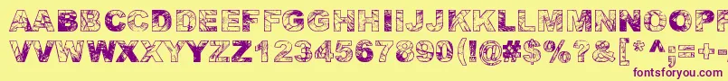 Adieresis, Odieresis  Aring Font – Purple Fonts on Yellow Background