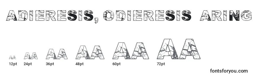 Размеры шрифта Adieresis, Odieresis  Aring