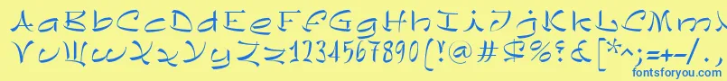 Шрифт ChinezeLtLight – синие шрифты на жёлтом фоне