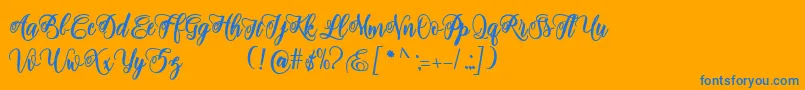 Police adinda script – polices bleues sur fond orange