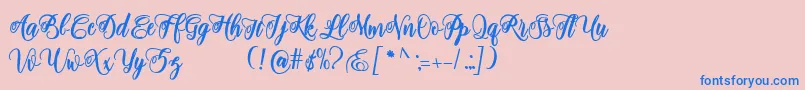 Czcionka adinda script – niebieskie czcionki na różowym tle