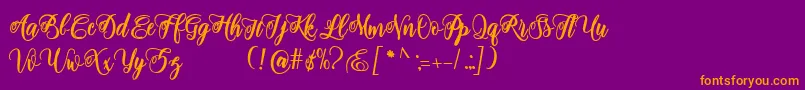 Fonte adinda script – fontes laranjas em um fundo violeta