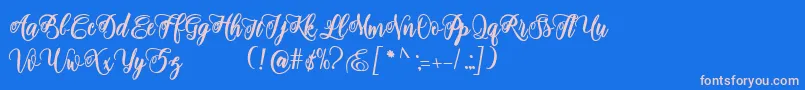 フォントadinda script – ピンクの文字、青い背景