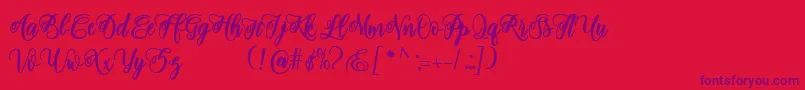 adinda script Font – Purple Fonts on Red Background