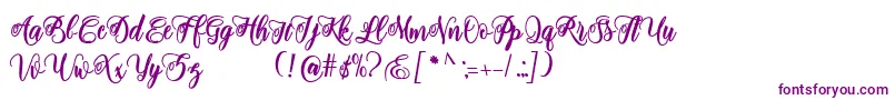 フォントadinda script – 白い背景に紫のフォント
