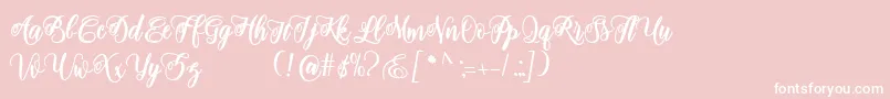 adinda script-fontti – valkoiset fontit vaaleanpunaisella taustalla