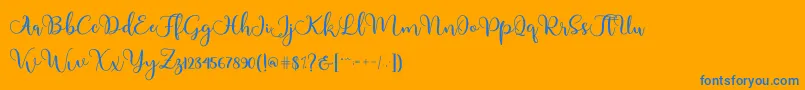 Adinda-Schriftart – Blaue Schriften auf orangefarbenem Hintergrund