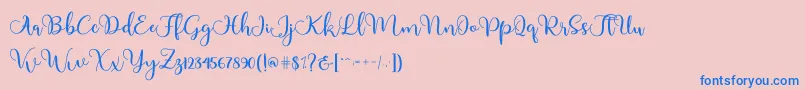 Adinda-Schriftart – Blaue Schriften auf rosa Hintergrund