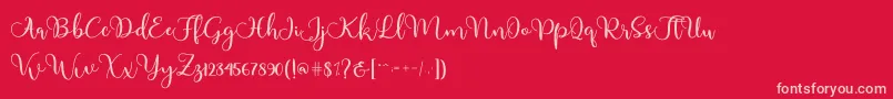 Adinda-Schriftart – Rosa Schriften auf rotem Hintergrund