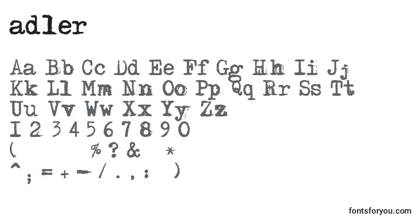 Шрифт Adler (118765) – алфавит, цифры, специальные символы
