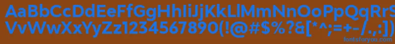 Adlinnaka BoldDemo-Schriftart – Blaue Schriften auf braunem Hintergrund