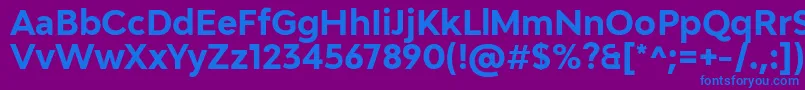 Fonte Adlinnaka BoldDemo – fontes azuis em um fundo violeta