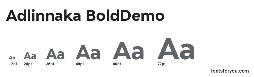 Размеры шрифта Adlinnaka BoldDemo