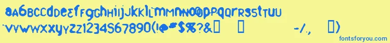 Whorn Font – Blue Fonts on Yellow Background