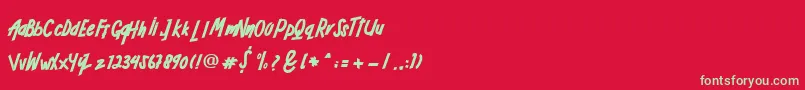 フォントADRENALINE – 赤い背景に緑の文字