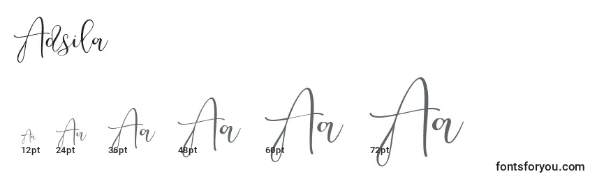Adsila Font Sizes