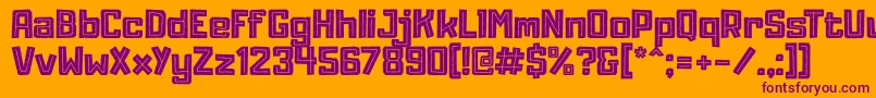 Adumu Inline-Schriftart – Violette Schriften auf orangefarbenem Hintergrund