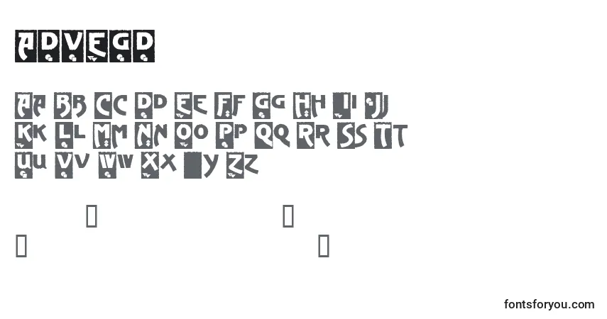 A fonte ADVEGD   (118779) – alfabeto, números, caracteres especiais