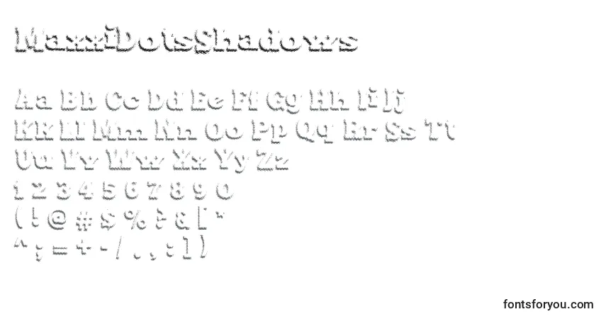 Schriftart MaxxiDotsShadows – Alphabet, Zahlen, spezielle Symbole