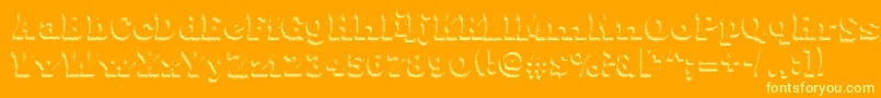 MaxxiDotsShadows-Schriftart – Gelbe Schriften auf orangefarbenem Hintergrund