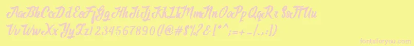 Adventure Script-fontti – vaaleanpunaiset fontit keltaisella taustalla
