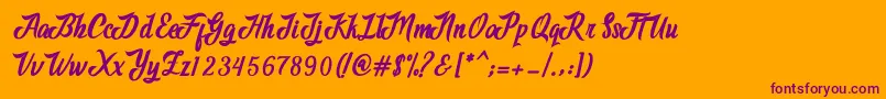 Adventure Script Font – Purple Fonts on Orange Background