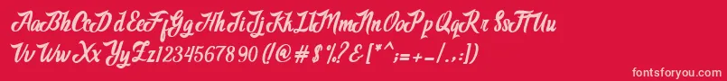 Adventure Script Font – Pink Fonts on Red Background