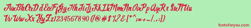 Adventure Script Font – Red Fonts on Green Background