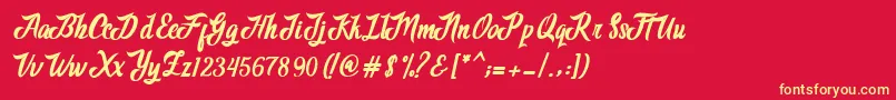Adventure Script Font – Yellow Fonts on Red Background