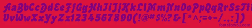 Fonte Advert Italic – fontes roxas em um fundo vermelho