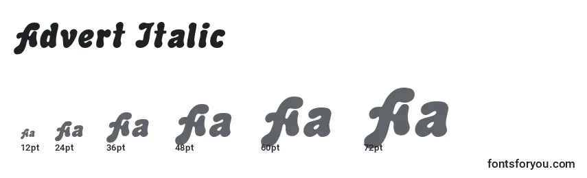 Größen der Schriftart Advert Italic