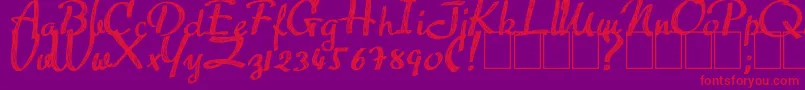 Advert-Schriftart – Rote Schriften auf violettem Hintergrund