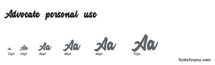 Advocate personal use Font Sizes