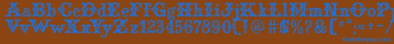 SaddleryFill Font – Blue Fonts on Brown Background