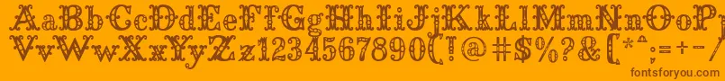 SaddleryFill-Schriftart – Braune Schriften auf orangefarbenem Hintergrund