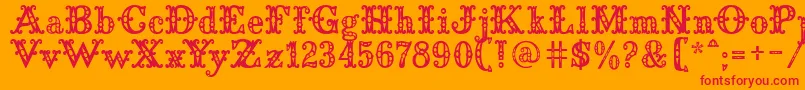 SaddleryFill-Schriftart – Rote Schriften auf orangefarbenem Hintergrund