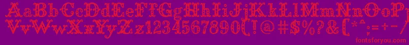 SaddleryFill-Schriftart – Rote Schriften auf violettem Hintergrund