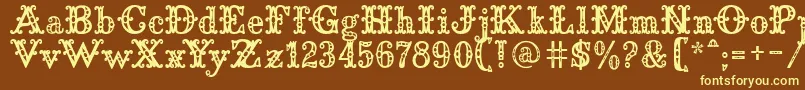 SaddleryFill Font – Yellow Fonts on Brown Background