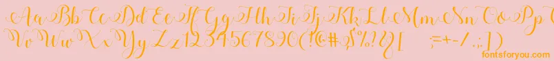 Adyana-Schriftart – Orangefarbene Schriften auf rosa Hintergrund