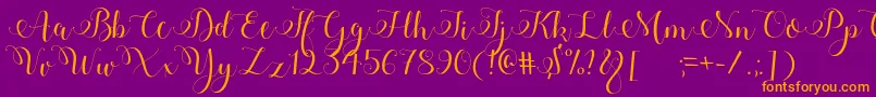 Adyana-Schriftart – Orangefarbene Schriften auf violettem Hintergrund