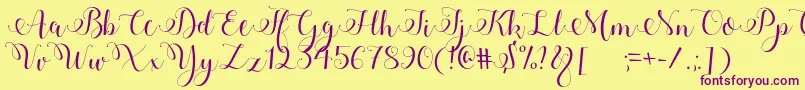 Adyana-Schriftart – Violette Schriften auf gelbem Hintergrund